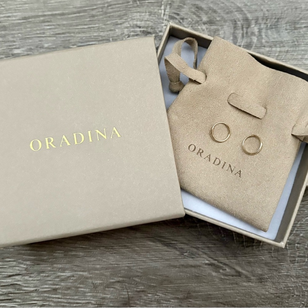 Oradina 14K Solid Gold Huggie Earrings 10mm